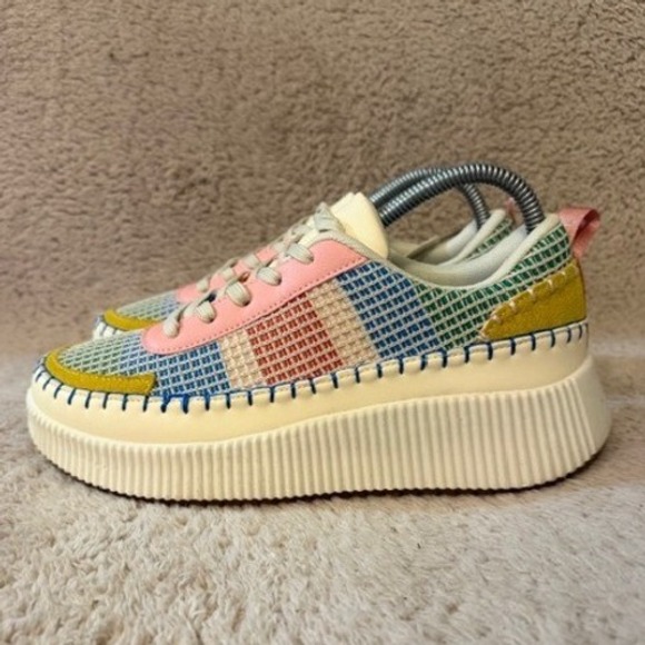 Lucky Step Air Cooled Multi Color Patchwork Platform Sneakers Womens Size 9 - Picture 4 of 10